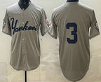 New York Yankees #3 Babe Ruth Grey FEDASGOGE Without Name Limited Jersey