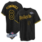 Los Angeles Dodgers #8 Enrique Hern¨¢ndez Player Black Gold FEDASGOGE World Series Limited Home Stitched Jerseys