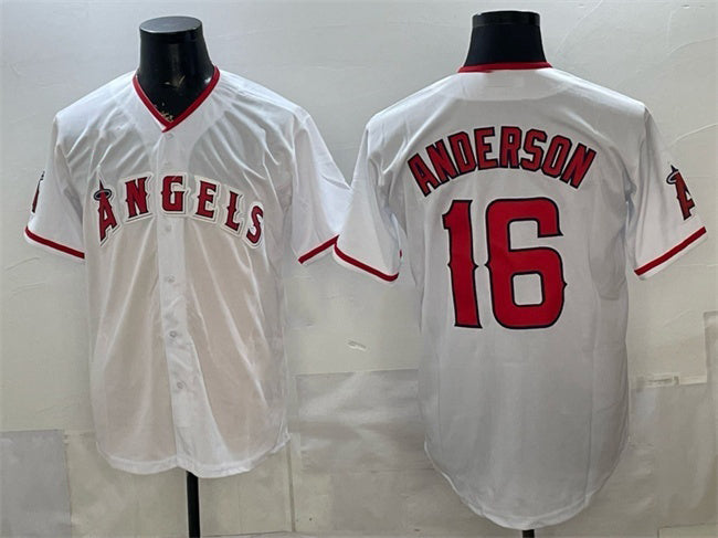 Los Angeles Angels #16 Garret Anderson White FEDASGOGE Stitched Jersey