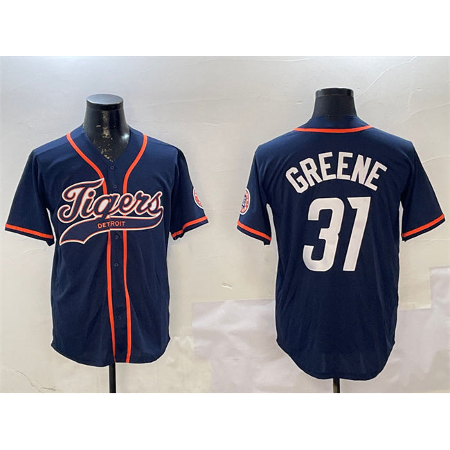 Detroit Tigers #31 Riley Greene Navy FEDASGOGE With Patch Cool Base Stitched Jersey