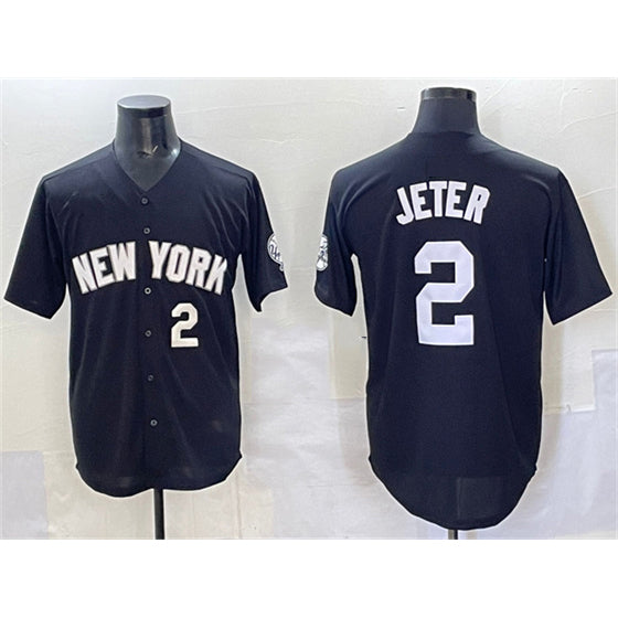 New York Yankees #2 Derek Jeter Black FEDASGOGE Limited Stitched Jersey