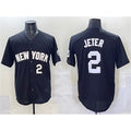 New York Yankees #2 Derek Jeter Black FEDASGOGE Limited Stitched Jersey