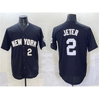 New York Yankees #2 Derek Jeter Black FEDASGOGE Limited Stitched Jersey
