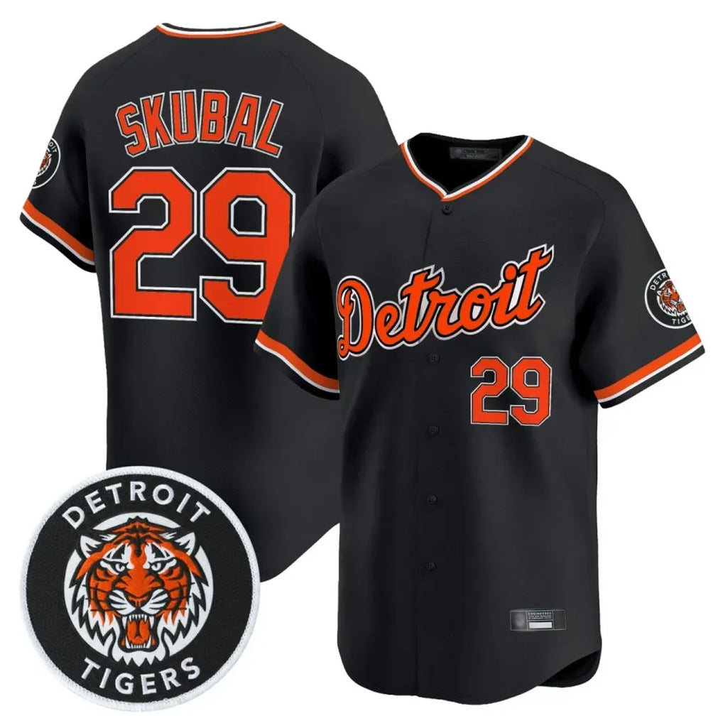Detroit Tigers #29 Tarik Skubal Player Black FEDASGOGE Limited Home Stitched Jerseys