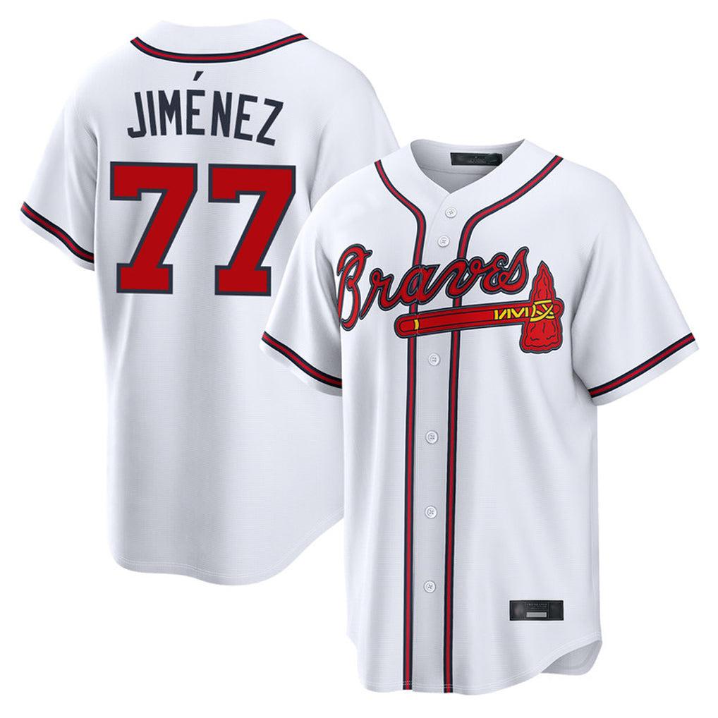 Atlanta Braves #77 Joe Jimenez Player White FEDASGOGE Home Game Stitched Jerseys