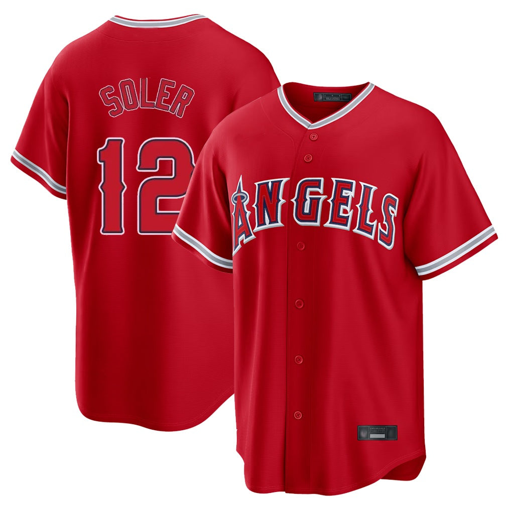 Los Angeles Angels #12 Jorge Soler Player Red FEDASGOGE Home Game Stitched Jerseys