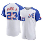 Atlanta Braves #23 Michael Harris II Player White FEDASGOGE City Connect Limited Elite Home Game Stitched Jerseys