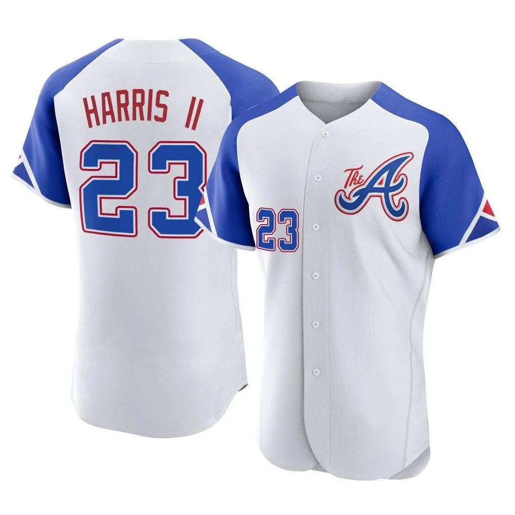 Atlanta Braves #23 Michael Harris II Player White FEDASGOGE City Connect Limited Elite Home Game Stitched Jerseys
