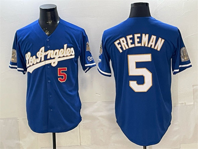 Los Angeles Dodgers #5 Freddie Freeman Royal FEDASGOGE 2026 Gold Collection 9x & B2B Champs Patch Stitched Jersey