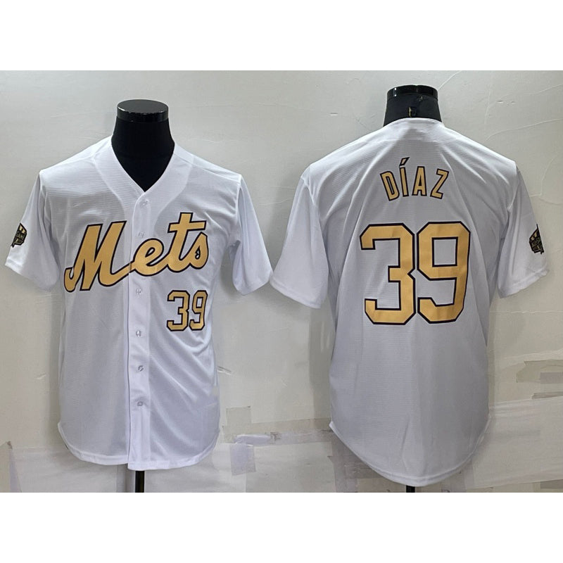New York Mets #39 Edwin Diaz Number White FEDASGOGE 2022 All Star Stitched Cool Base Jersey