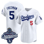 Los Angeles Dodgers #5 Freddie Freeman White FEDASGOGE 2025 Champions Stitched Jersey
