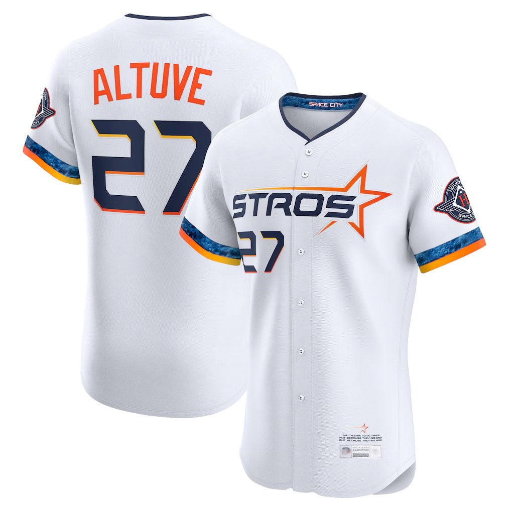Houston Astros #27 Jose Altuve Player White FEDASGOGE City Connect Limited Elite Home Stitched Jerseys