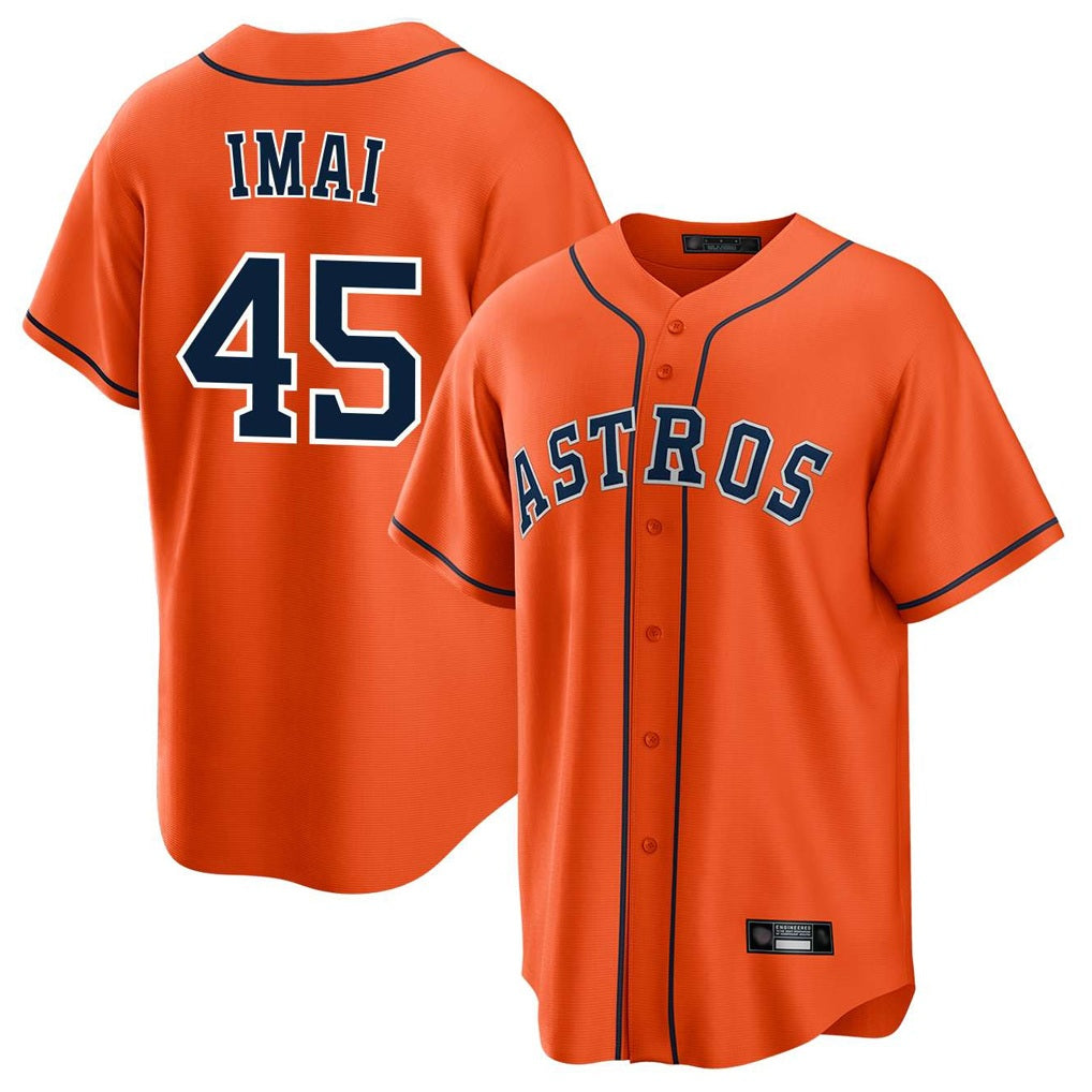 Houston Astros #45 Tatsuya Imai Player Orange FEDASGOGE Home Game Stitched Jerseys