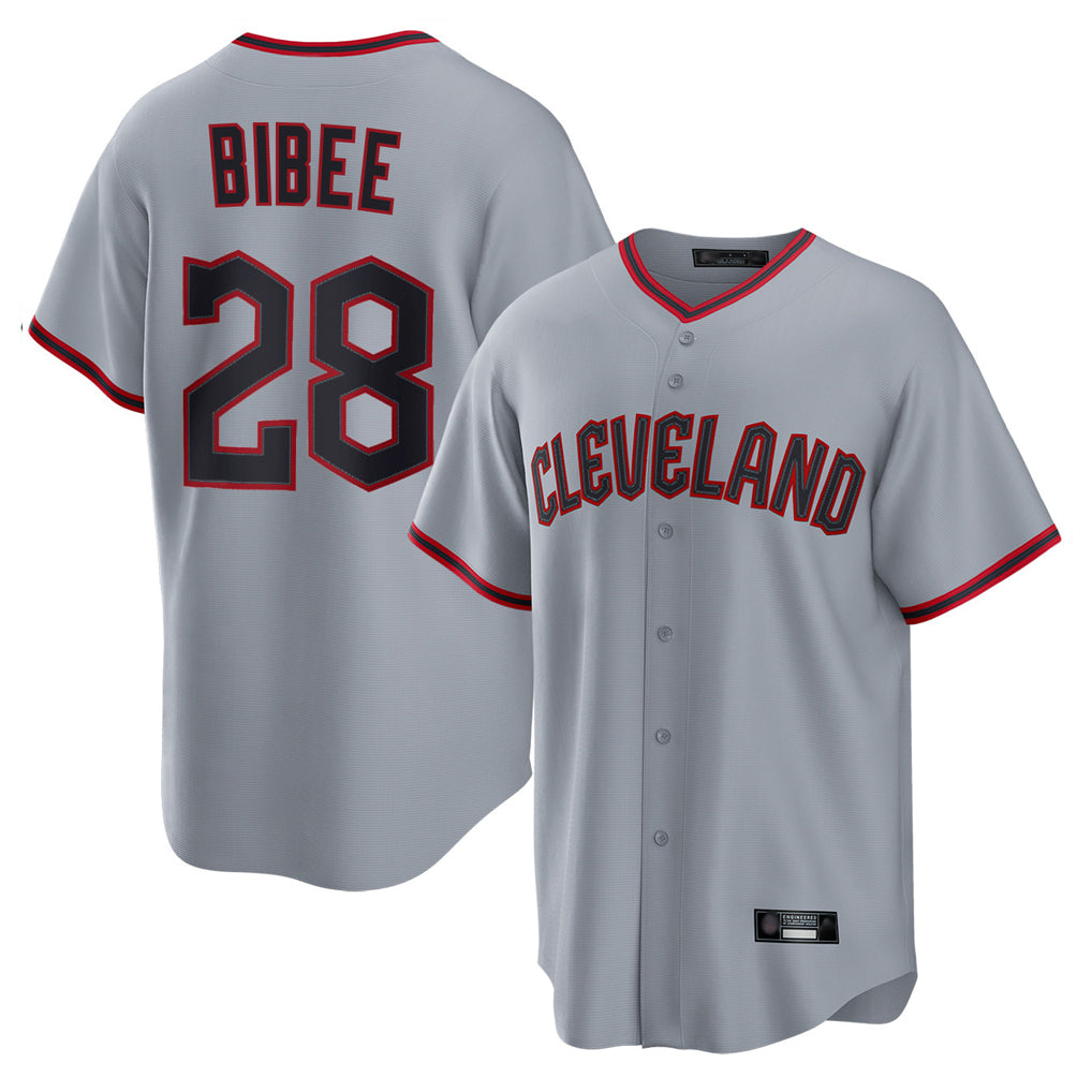 Cleveland Guardians #28 Tanner Bibee Player Gray FEDASGOGE Home Game Stitched Jerseys
