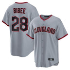Cleveland Guardians #28 Tanner Bibee Player Gray FEDASGOGE Home Game Stitched Jerseys