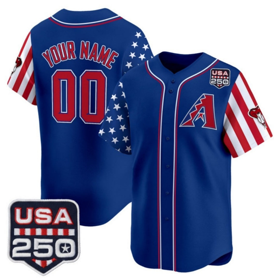 Custom Arizona Diamondbacks America 250 Edition Vapor Premier Limited Royal FEDASGOGE Stitched Jerseys