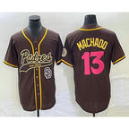 San Diego Padres #13 Manny Machado Brown FEDASGOGE NEW 2023 City Connect Cool Base Stitched Jersey