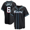 Miami Marlins #6 Otto Lopez Player Black FEDASGOGE Fashion Out Home Game Stitched Jerseys