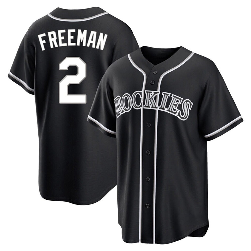 Colorado Rockies #2 Tyler Freeman Player Black FEDASGOGE Fashion Out Home Game Stitched Jerseys