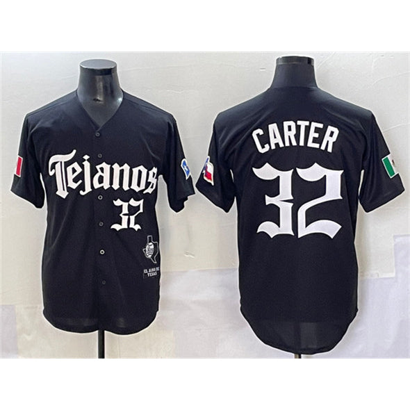 Texas Rangers #32 Evan Carter Black FEDASGOGE Mexico 2025 Vapor Premier Limited Stitched Jersey