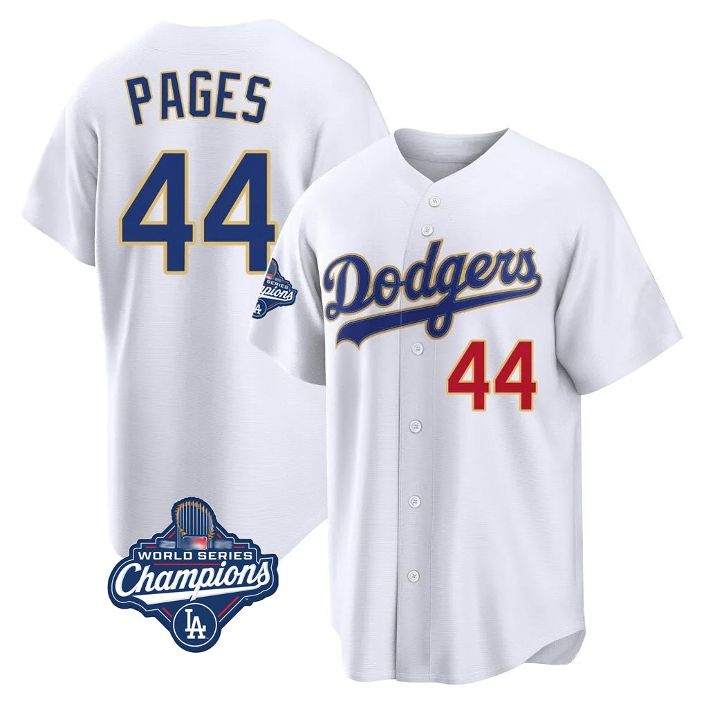 Los Angeles Dodgers #44 Andy Pages Player Gold White FEDASGOGE World Series Meet 2026 Collection Stadium Limited Stitched Jerseys