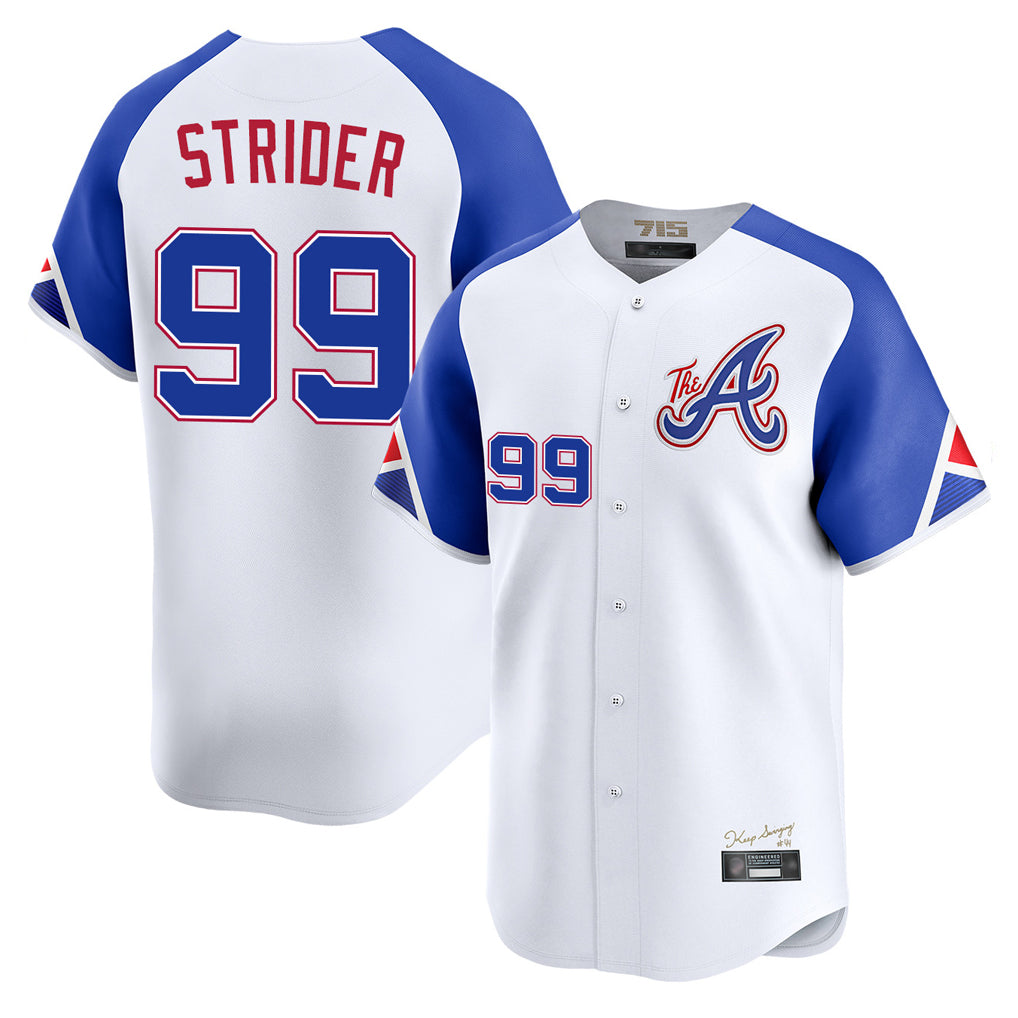 Atlanta Braves #99 Spencer Strider Player White FEDASGOGE City Connect Limited Home Game Stitched Jerseys