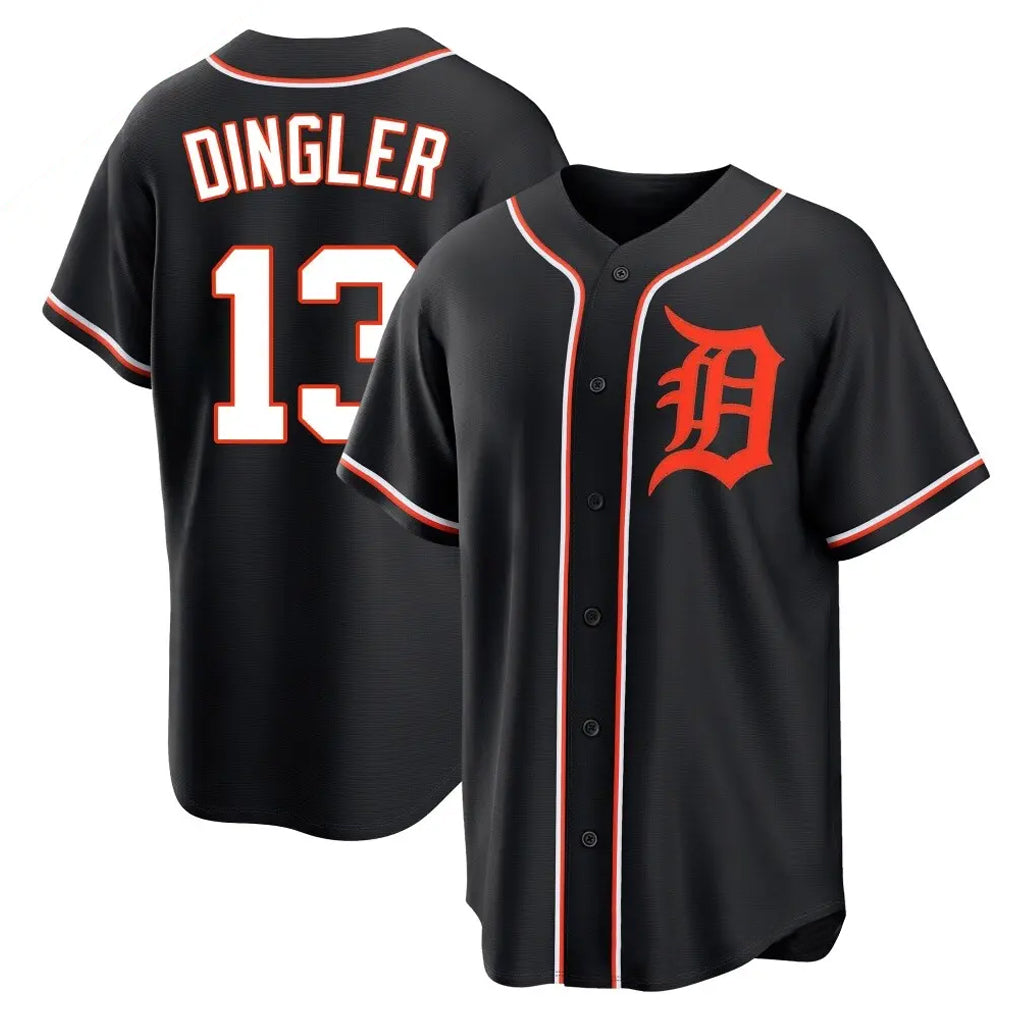 Detroit Tigers #13 Dillon Dingler Player Black FEDASGOGE Fashion Out Home Game Stitched Jerseys