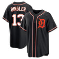 Detroit Tigers #13 Dillon Dingler Player Black FEDASGOGE Fashion Out Home Game Stitched Jerseys