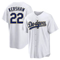 Los Angeles Dodgers #22 Clayton Kershaw Player Gold White FEDASGOGE 2026 Collection Stadium Game Stitched Jerseys