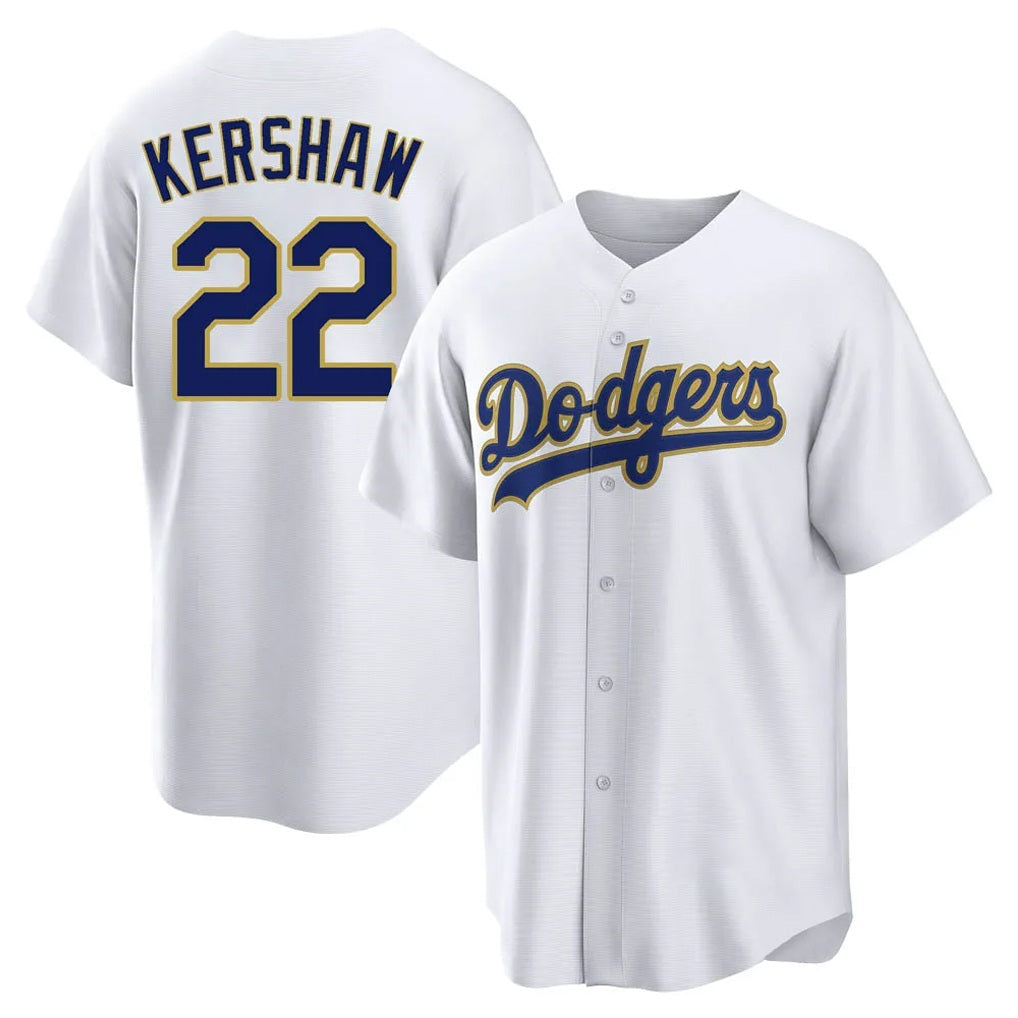 Los Angeles Dodgers #22 Clayton Kershaw Player Gold White FEDASGOGE 2026 Collection Stadium Game Stitched Jerseys
