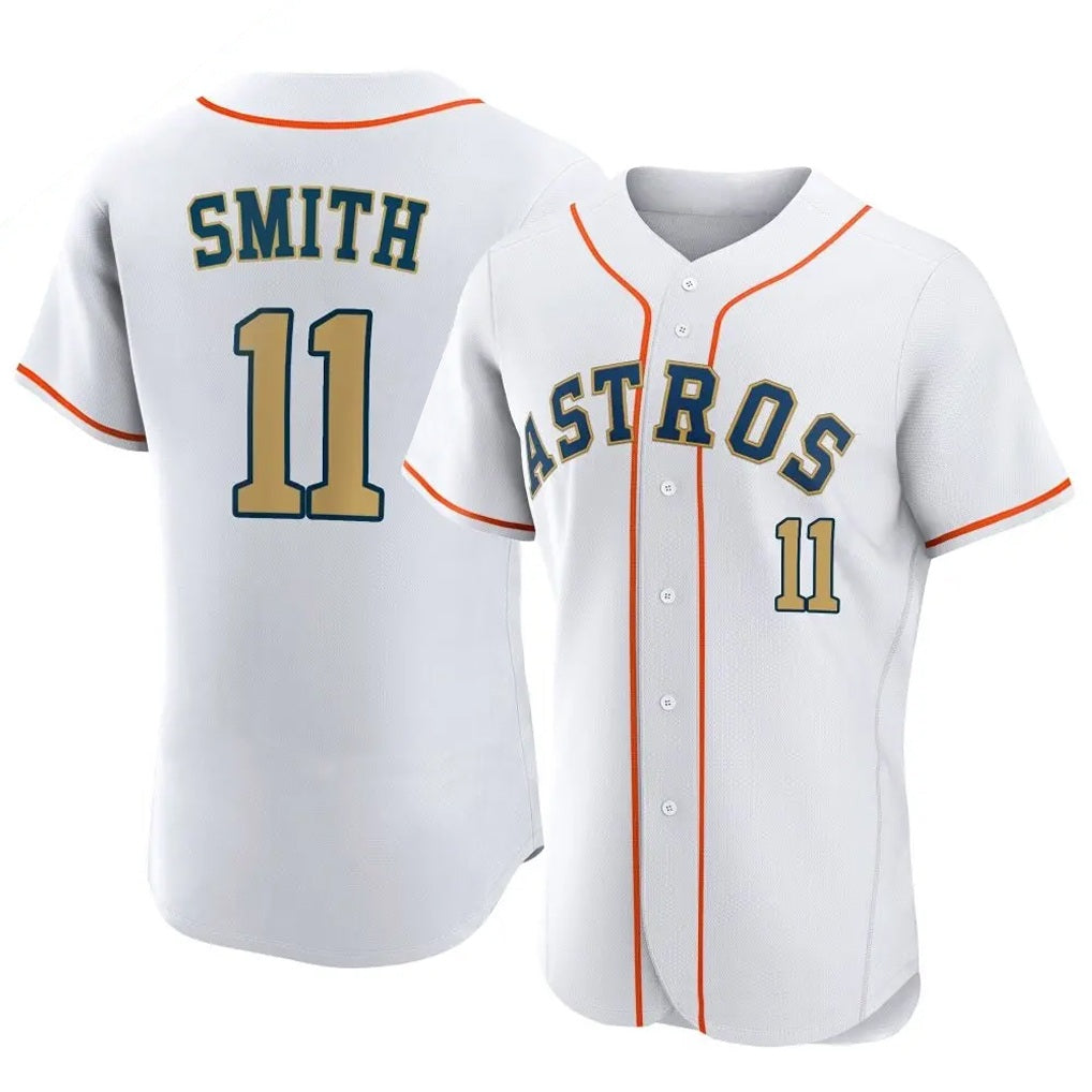 Houston Astros #11 Cam Smith Player Gold FEDASGOGE Collection Limited Elite Home Stitched Jerseys